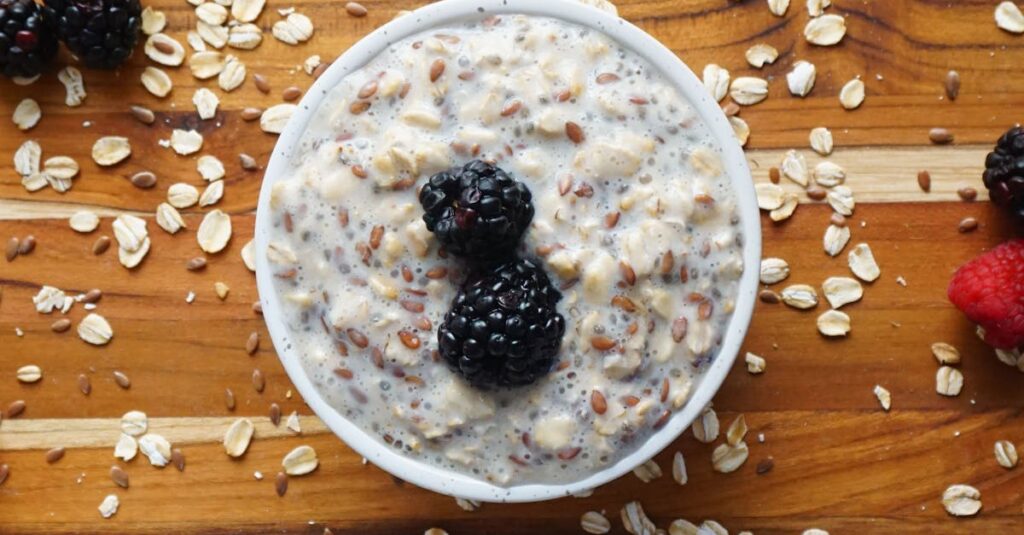 Perfect mornings with overnight oats with berries and chia seeds
